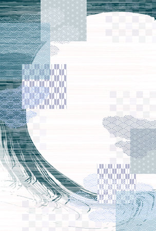 Japanese Pattern Sea Wave Brush Backgroundのイラスト素材