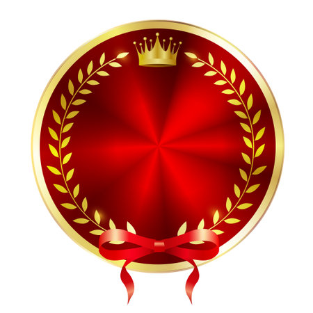 crown ribbon gold laurel iconのイラスト素材
