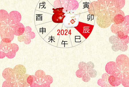 Year of the Dragon New Year's Card Oriental Zodiac Backgroundのイラスト素材