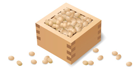Setsubun square beans tree backgroundのイラスト素材