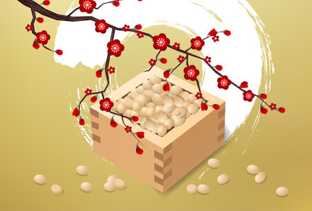 Setsubun Masu Plum Beans Backgroundのイラスト素材