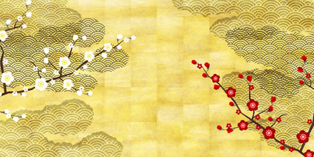 Ume Japanese Pattern Flower Backgroundの写真素材