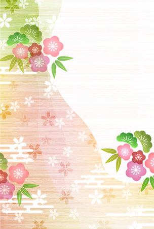 Pine  Bamboo  Plum Nengajo Japanese Pattern Patterns Backgroundのイラスト素材