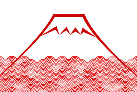 Fuji Nengajo Nami Japanese Pattern Backgroundのイラスト素材