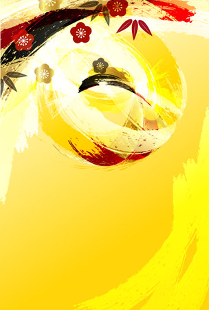 Japanese Pattern Ume  Japanese New Year's Card  Backgroundのイラスト素材