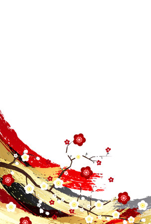 Ume Japanese Pattern Spring Backgroundのイラスト素材