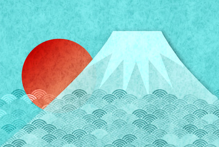 Fuji New Year's card Japanese paper Backgroundのイラスト素材