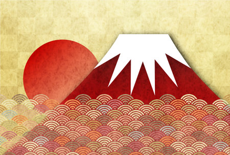 Fuji New Year's card Japanese paper Backgroundのイラスト素材