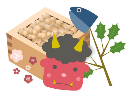Oni Setsubun Beans Spring Iconのイラスト素材