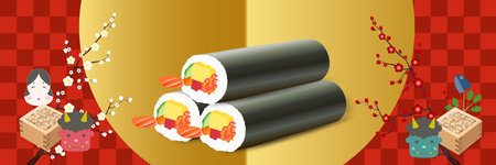 Eboshimaki Setsubun Plum Spring Backgroundの写真素材