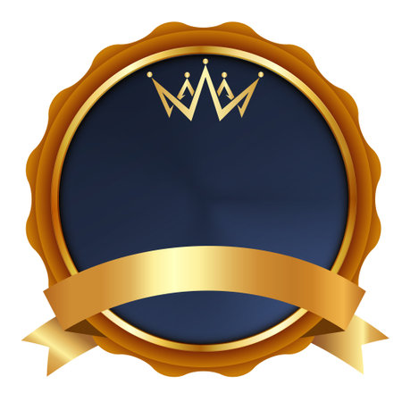 medal crown gold icon ribbon .のイラスト素材