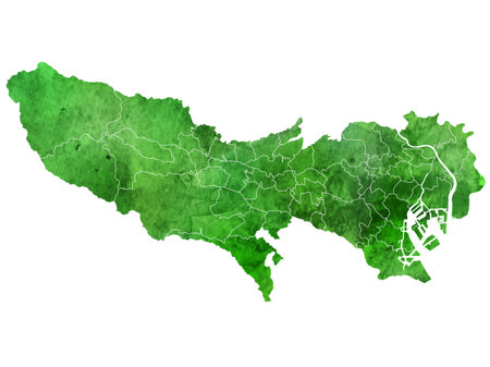 Tokyo map watercolor green iconのイラスト素材
