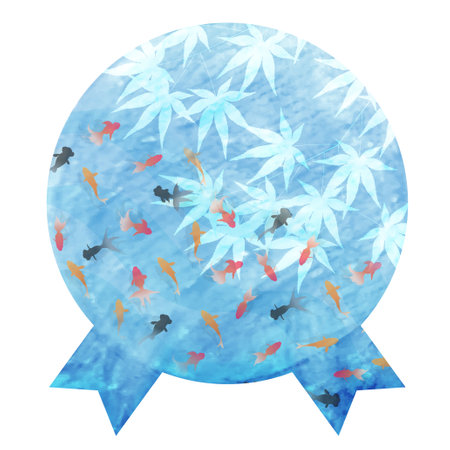 summer medal watercolor ribbon iconのイラスト素材