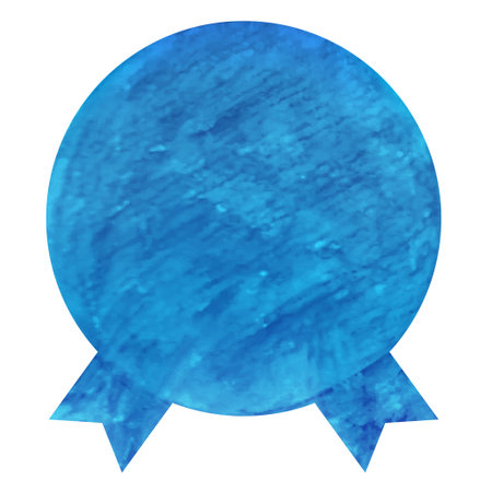 summer watercolor blue medal iconのイラスト素材