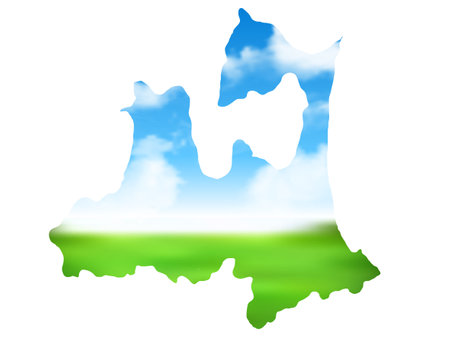 Aomori Meadow Landscape Sky Mapのイラスト素材