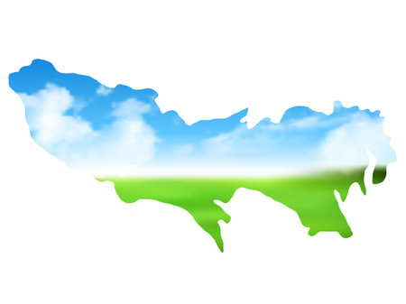 Tokyo Meadow Landscape Sky Mapのイラスト素材