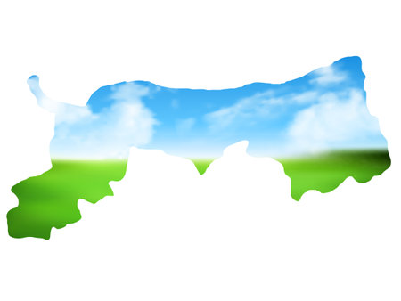 Tottori Meadow Landscape Sky Mapのイラスト素材
