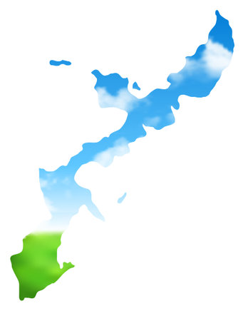 Okinawa Grassland Landscape Sky Mapのイラスト素材