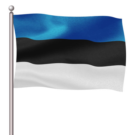 Estonia Country Flag Pole Iconのイラスト素材