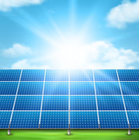 solar panel sky sunlight backgroundのイラスト素材