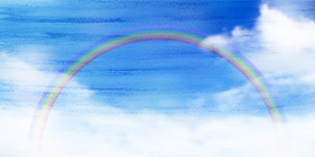 sky cloud landscape watercolor backgroundのイラスト素材