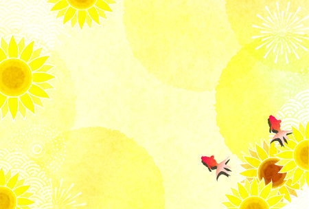 Goldfish Japanese Pattern Himawari Backgroundのイラスト素材