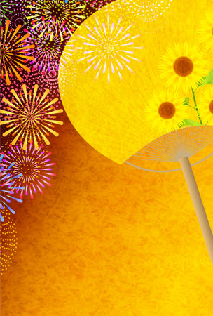 fireworks sunflowers hot weather backgroundのイラスト素材