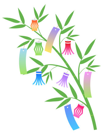 Tanabata Tanabata Decoration Bamboos Iconsのイラスト素材