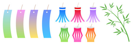 Tanabata Tanabata Decoration Bamboos Iconsのイラスト素材