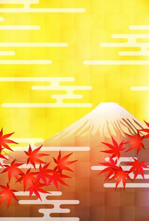Fuji Autumn Color Maple Tree Backgroundのイラスト素材