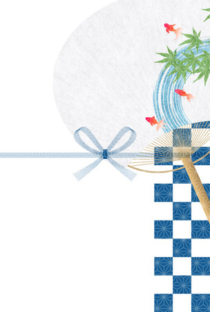 Uchiwa Goldfish Hot Summer Greeting Backgroundのイラスト素材