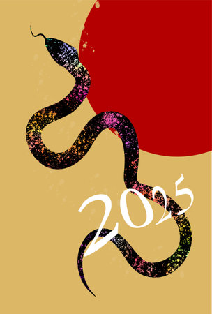 Snake New Year's card sunrise backgroundのイラスト素材