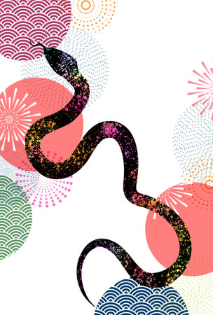 Snake New Year's card Silhouette Backgroundのイラスト素材