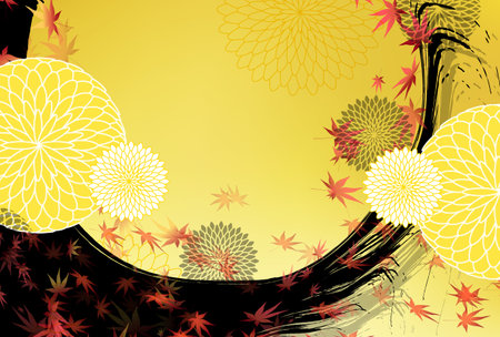 Autumn Leaves Maple Tree Chrysanthemum Backgroundのイラスト素材