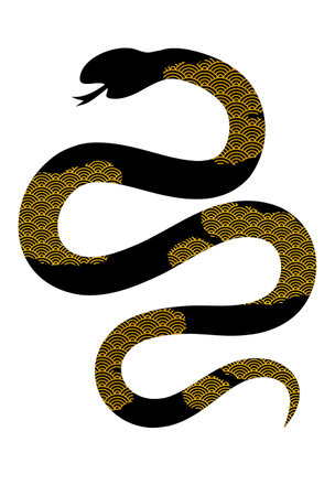 Snake New Year's card Silhouette Iconのイラスト素材