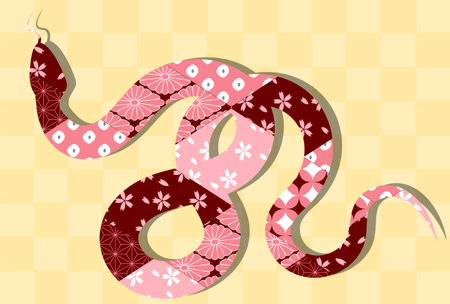 Snake New Year's card Silhouette Backgroundの写真素材