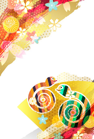 Snake New Year's card Silhouette Backgroundのイラスト素材