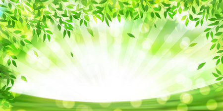 fresh green leaves landscape backgroundのイラスト素材