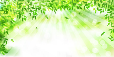 fresh green leaves landscape backgroundのイラスト素材