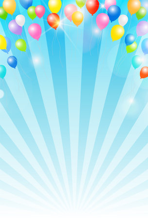 blue sky balloons landscape backgroundのイラスト素材