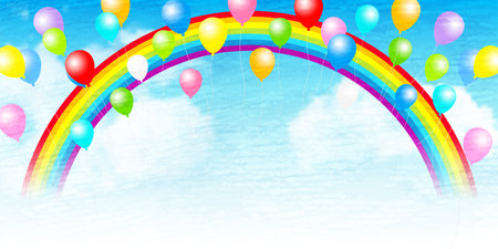 sky balloons rainbow colorful backgroundのイラスト素材
