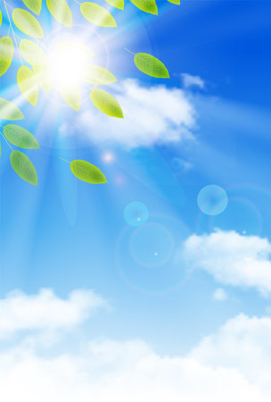 fresh green leaves landscape backgroundのイラスト素材