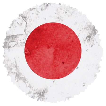 Japan Flag Watercolor Circle Iconのイラスト素材