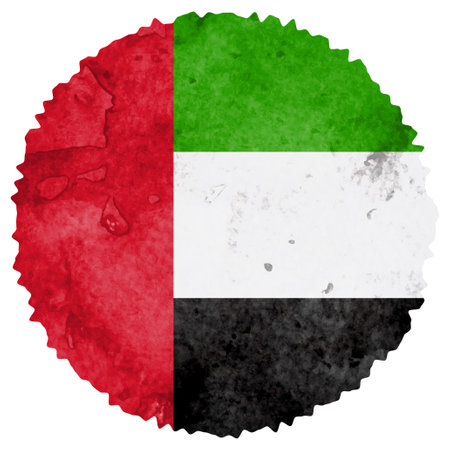 United Arab Emirates Flag Watercolor Circle Iconのイラスト素材