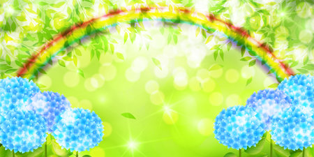 hydrangea fresh green rainbow backgroundのイラスト素材
