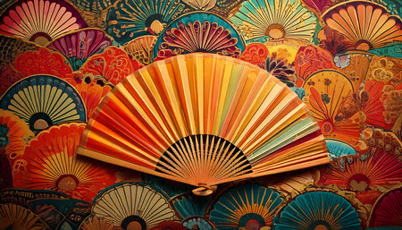 Japanese folding fan generation AI backgroundの素材