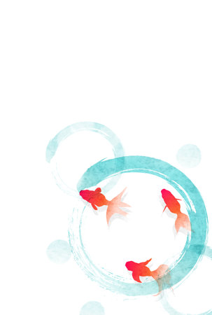Goldfish Japanese Pattern Background Summer Greetingのイラスト素材