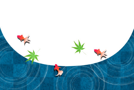 Goldfish Maple Japanese Pattern Backgroundのイラスト素材
