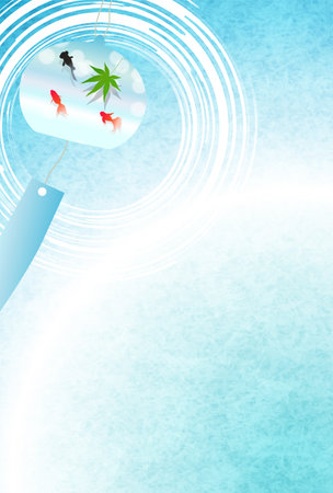 hot summer greeting goldfish watercolor backgroundのイラスト素材