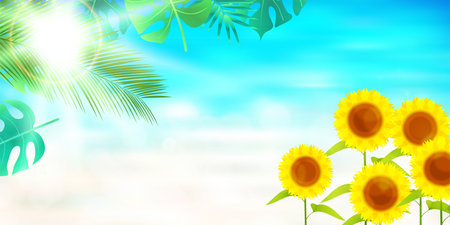 sunflower sea leaf summer backgroundのイラスト素材